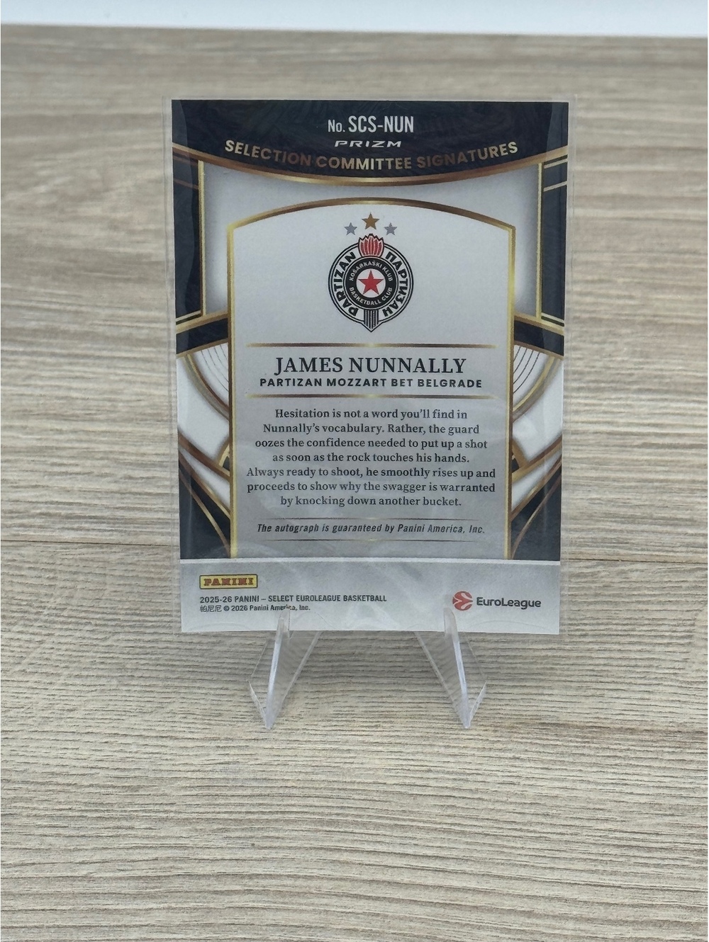 2025-26 Panini Select EuroLeague James Nunnally Auto SCS-NUN Prizm